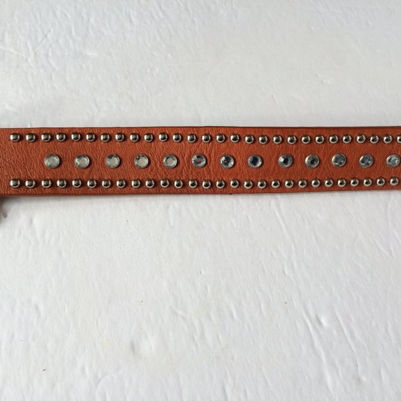 Harley-Davidson Womens Belt 1W Genuine Leather Brown Tan Rhinestones Studded HD - Picture 4 of 8